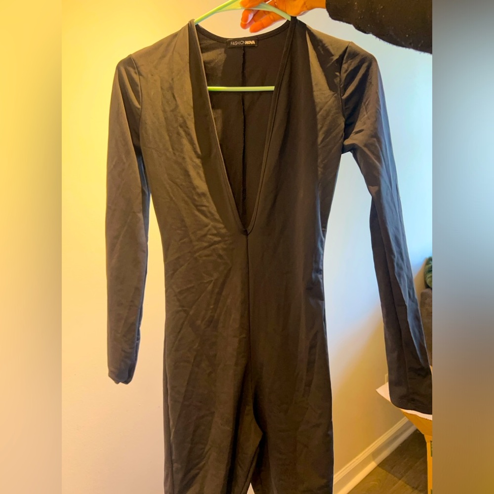 Black low cut jumpsuit